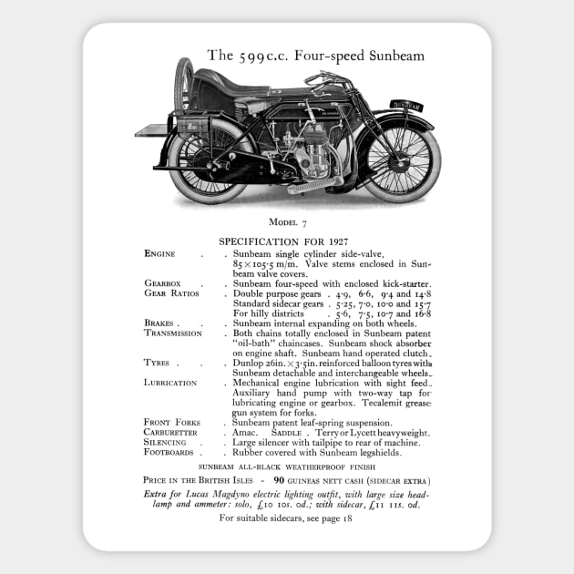 Sunbeam motorbike catalogue 1927 Sticker by Random Railways